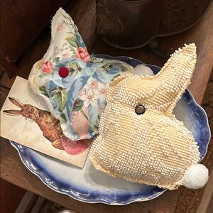 Handmade Floral and Textured Bunny Pillow Set